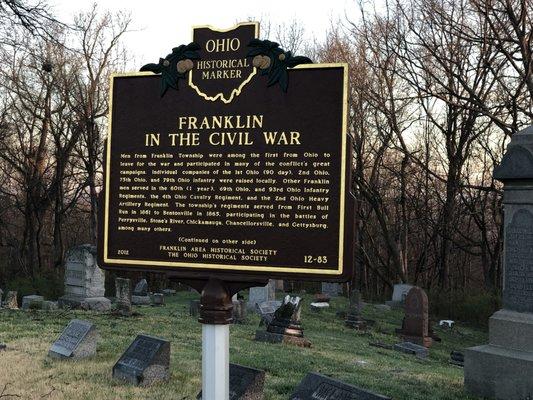 A historical marker located at Woodhill cemetery.