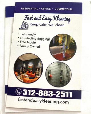 Postcards for Fast and Easy Kleaning. Full color front and back