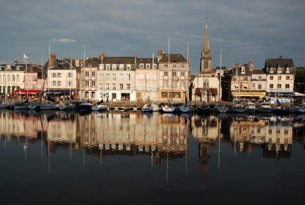 Honfleur, France at sunset.