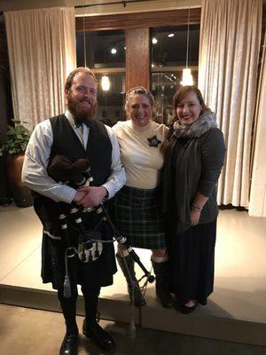 Buffee Ann was amazing! She made the day great, this is her with our bagpiper!