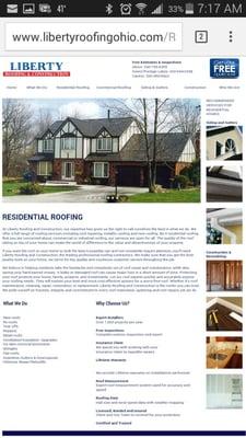 Website Design for Liberty Roofing and Construction