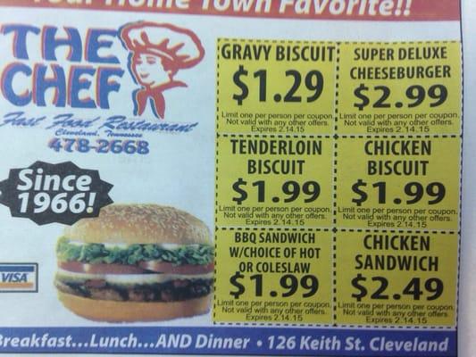 Coupons in local paper