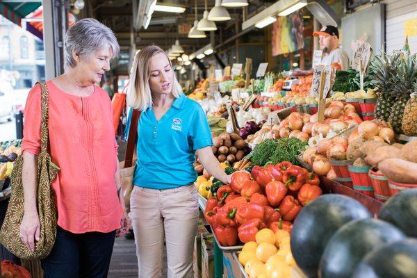 Taking our clients grocery shopping is one of many services that we offer.