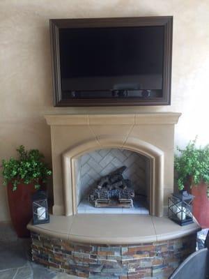 Afd ventfree fireplace with stone facing