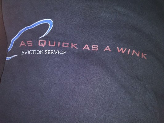 As Quick as a Wink Eviction Service T Shirt Company Logo