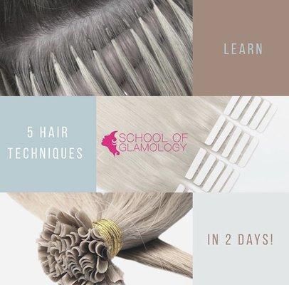 NEW COURSE ALERT!! Take our 2-day training Everything Hair Extensions course. Learn 5 Hair Extension Techniques