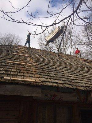 Removing chimney due to fire damage