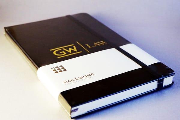 GW Law - Promotional Product Moleskine Notebook.