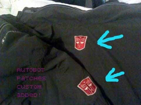 2 Autobot Logos sewn on my jacket! Check out the quality of the stitch work!!  Flawless!! Everyone thinks I bought it like that!