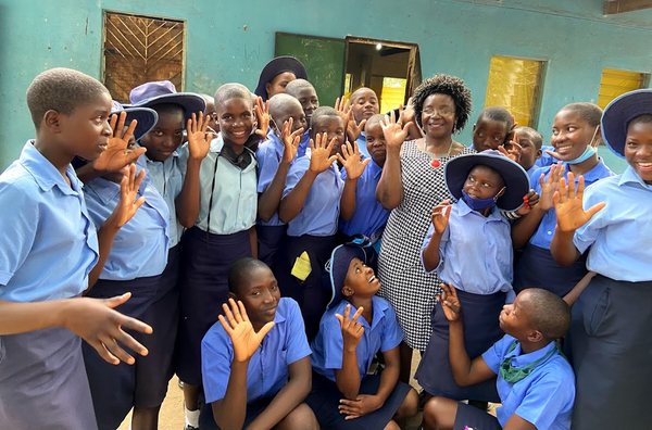 CEO/Founder with some of the girls at the school in Zimbabwe in May, 2021