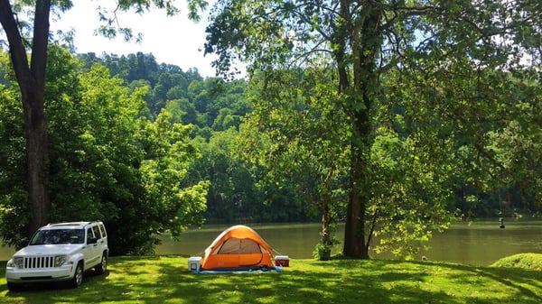 Pitched our tent right on the water. Gorgeous!