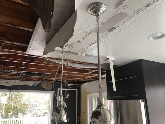 Water damage house due to frozen pipes in Suffolk County New York.