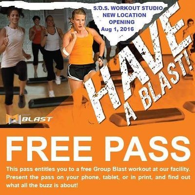 SOS WORKOUT STUDIO wants you to take an Aerobics class for free! Group BLAST!!