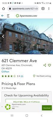 This apartment is  located  in the cleffton area  of Cincinnati Ohio  and one of the worst apartment you can ever live DON'T MOVE  HERE !!