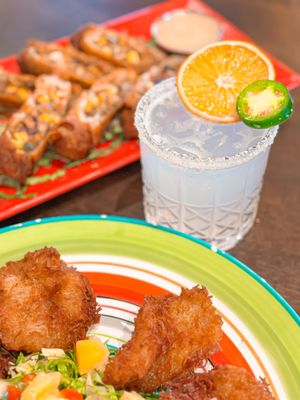 Coconut Shrimp App, Southwest Eggrolls App & Cucumber Jalapeno Signature Cocktail!