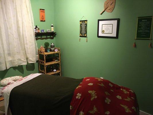 This is the studio set up for traditional table-based massages.