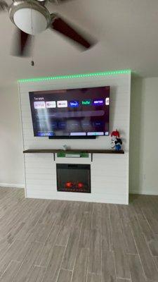 TV Stand for TVs up to 80" with  Electric Fireplace Included