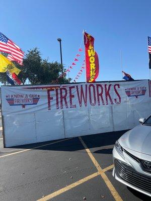 The back of the fireworks stand