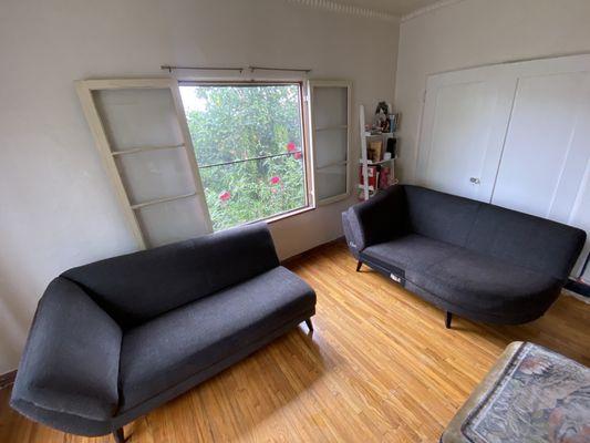 My 2 piece couch after Action Carpet Cleaning