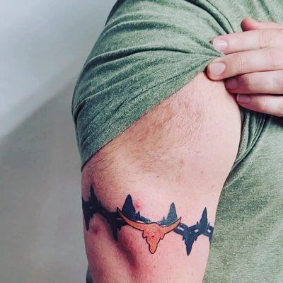 Texas Longhorn barbed wire tattoo