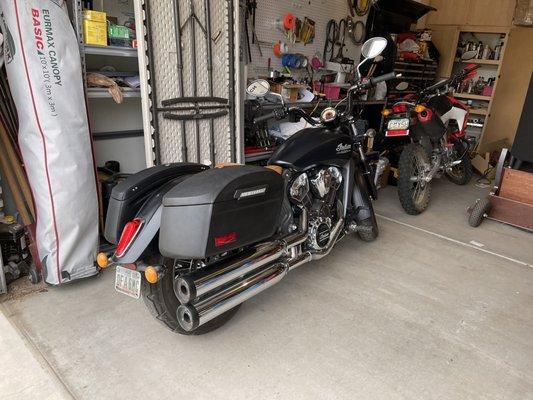 The bags installed on my Indian Scout.