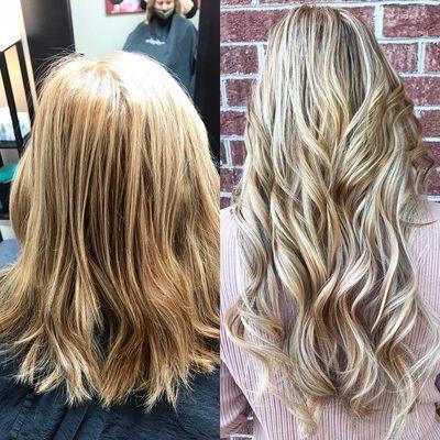 Before and after tape-in  extensions