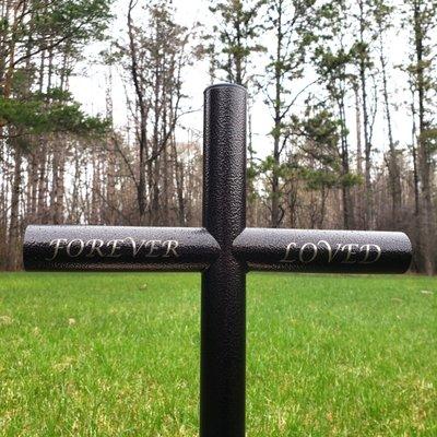 Everlasting Cross™  Copper Vein, engraved. Copper finish with black vein finish, small memorial.