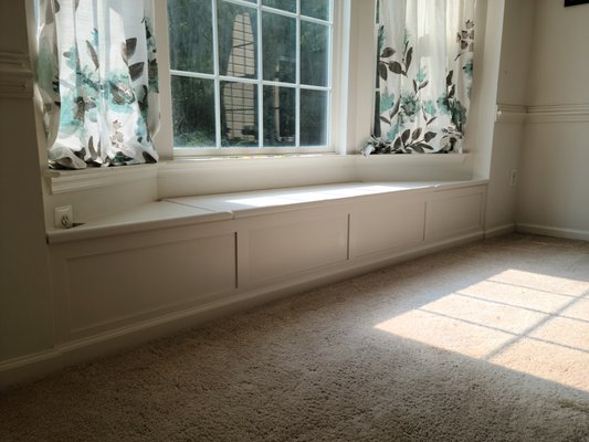 Custom built-in window seat with storage