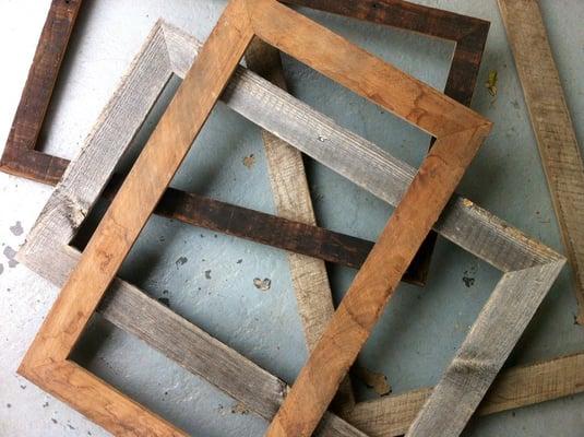 Collection of reclaimed wood frames.