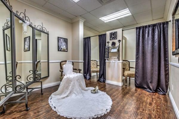 Bridal dressing area at Downtown Tux & Gown