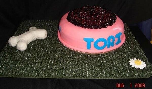 Dog bowl cake. Very yummy!