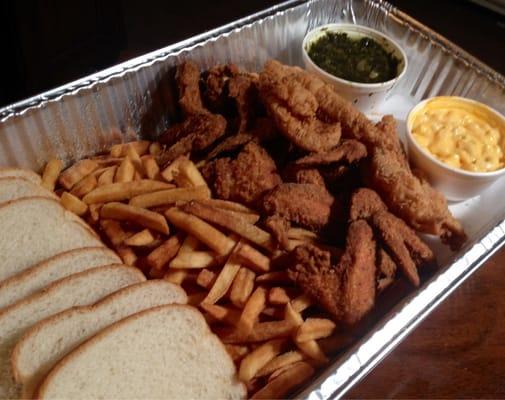 Family meal - 10 whole wings, 5 pcs. of fish (your choice), French fries, bread, 2 lg. sides - $25.99