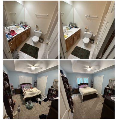 Before/after - bathroom and bedroom