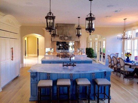 Beautiful kitchen done by custom stone by Frank in the Kathy and Richie Wakiles home