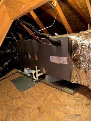 InverterCool Heat Pump Air Handler installed in the attic