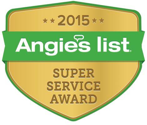 At Your Service Roofing is proud to have won the Angie's List Super Service Award 20154