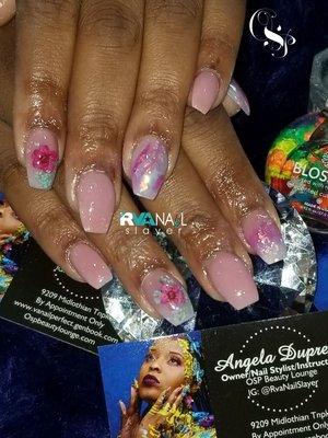 Fresh Color acrylic set & embedded flowers