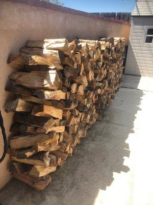 Cut wood delivered by R.A. wood company excellent service and delivery. Perfect and stacked beautifully.