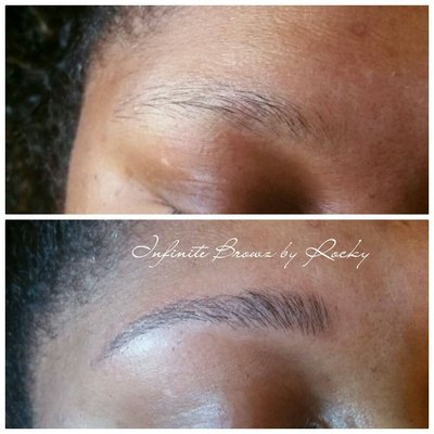 Had very thin browz... gave her fullness and definition using the 3d Hairstroke technique!! #infinitebrowz #3Dhairstroke