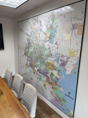 Delivery and install 8' x 10' Houston Wall Map