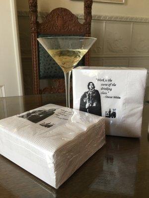 Our Oscar Wilde cocktail napkins in packs of 50