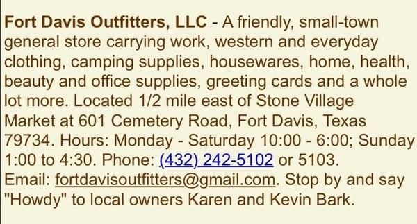 Fort Davis Outfitters