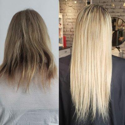 Before and after 18in extensions