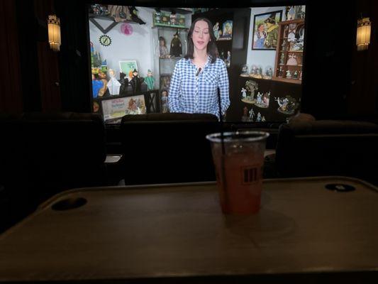 Table at the seat in the theater (pre-movie...no trademark infringement here!  Haha)