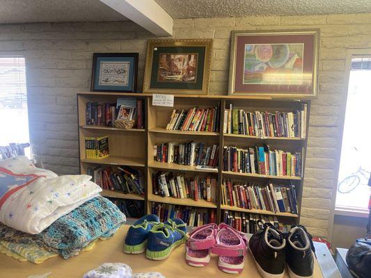 Books and baby shoes