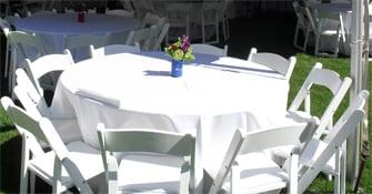 Round, Banquet style and even farm tables for rent