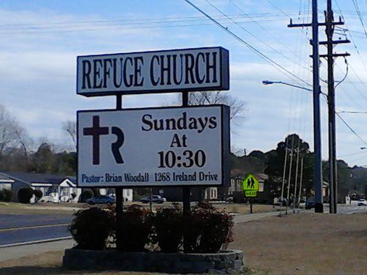 Refuge Church sign.