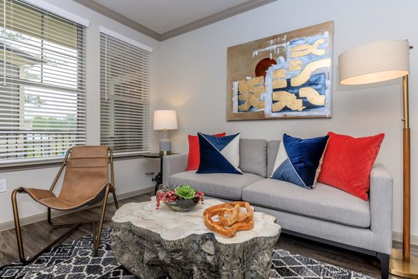 Spacious Living Rooms With Vinyl Wood Flooring and Natural Light!