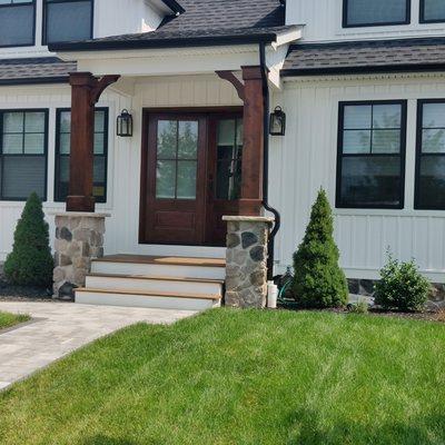 Stained door and columns