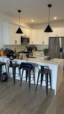 Lighting install over kitchen island